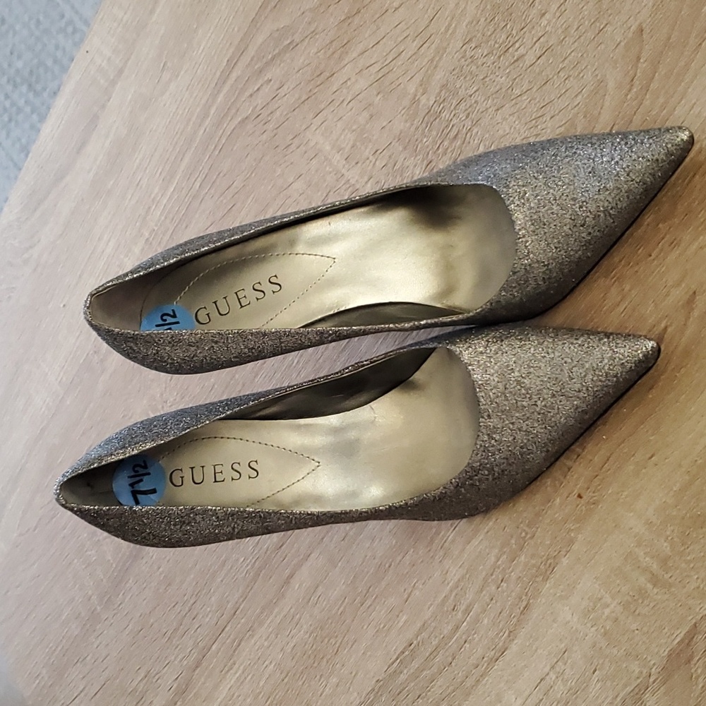 Guess silver glittered  heels. 7.5 - Picture 2 of 6